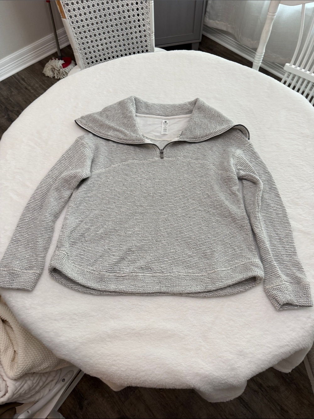90 Degree By Reflex Heather Gray Quarter-Zip Sailor Collar Sweater